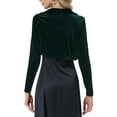 thumbnail image 3 of MODA NOVA Velvet Cropped Top For Juniors Open Front Long Sleeve Collar Shrug Cocktail Bolero Cardigan Dark Green XL, 3 of 5