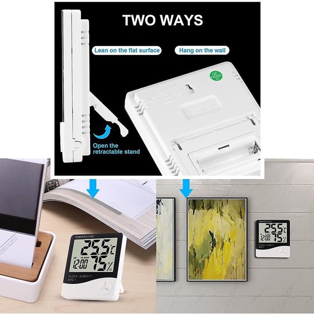 Termómetro higrómetro digital ShuxiuWang para interiores con reloj despertador