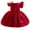 E259-Red, variant on Contrast Color Back Zipper Celebration Dress for Girls, Short Sleeve Midi Length Party Gown, Princess Style Formal Outfit