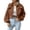 Brown, variant on Womens Cropped Corduroy Jacket Loose Button Down Puff Sleeve Shacket Coat Wine S(S)