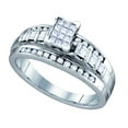 thumbnail image 1 of Sterling Silver Womens Princess Diamond Cluster Bridal Wedding Engagement Ring 1/2 Cttw, 1 of 1
