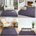 thumbnail image 6 of YJ.GWL Area Rug for Bedroom Living Room,Shaggy Fluffy Rug Plush Modern Floor Carpet for Indoor Nursery Decorations,4'x5.3',Gray Purple, 6 of 7