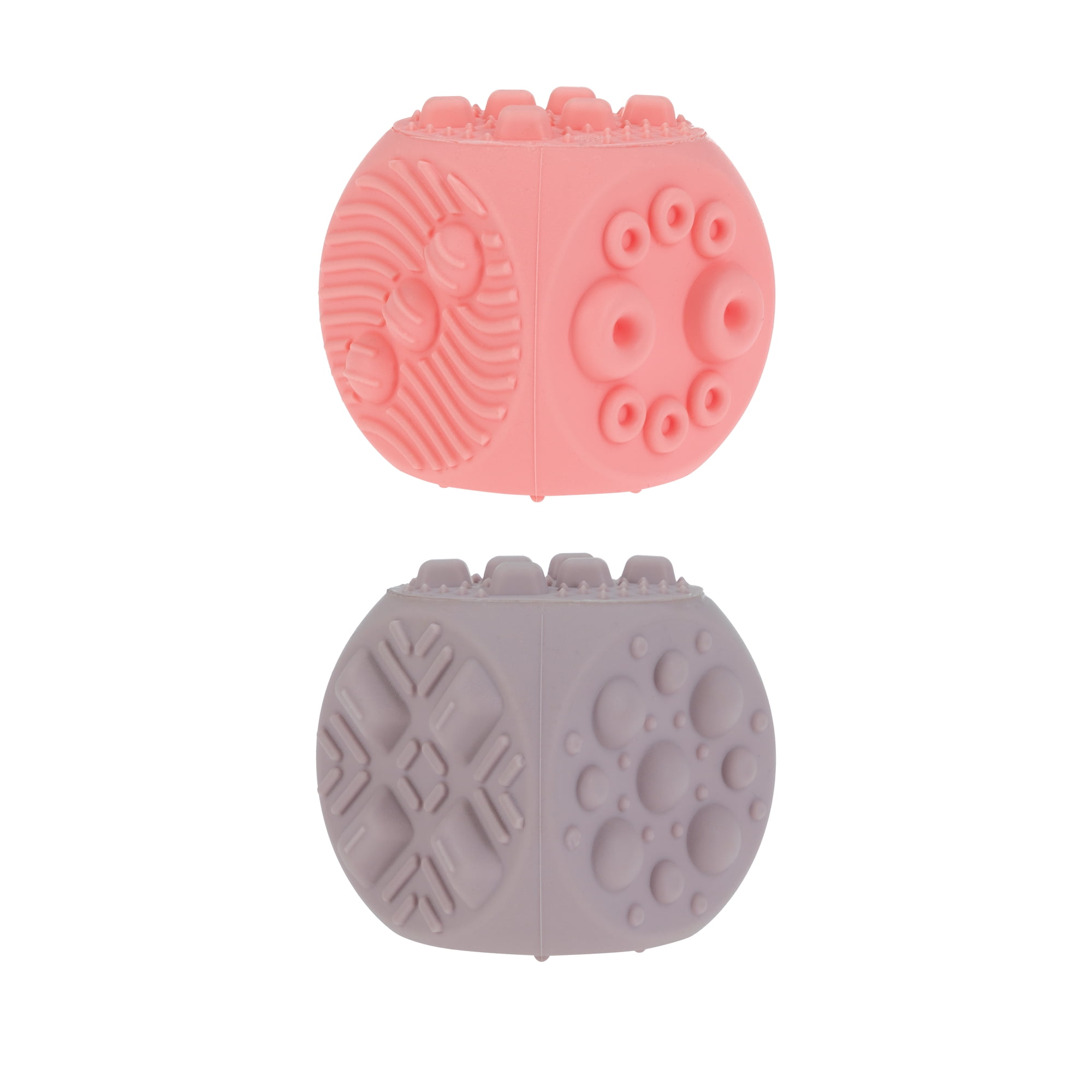 Nuby Silicone Block Poppers Sensory Teether Toy for Infants, Pink/Purple, 2 Count