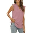 thumbnail image 2 of Liacowi Women Summer Sleeveless Blouse Shirt V Neck Lace Patchwork Sleeve Chiffon Casual Loose Tops, 2 of 5