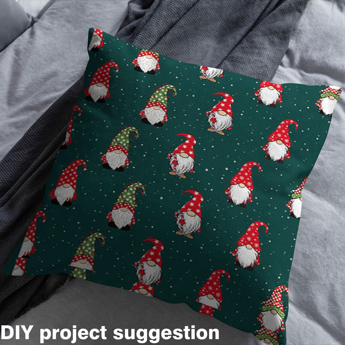Manfei Cartoon Xmas Gnome Fabric by the Yard 2 Yards for Kids Children, Pink Merry Christmas Room Decor Fabric by the Yard, Happy New Year Snowflake Fabric for Sewing, Black Red White