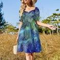 thumbnail image 2 of Watercolor Galaxy Painting Nebula Art Sleeveless Dress cute dress Elegant gowns evening dresses ladies, 2 of 6