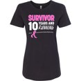 thumbnail image 3 of Inktastic Breast Cancer Survivor 10 Years and Running with Pink Ribbon Women's T-Shirt, 3 of 5