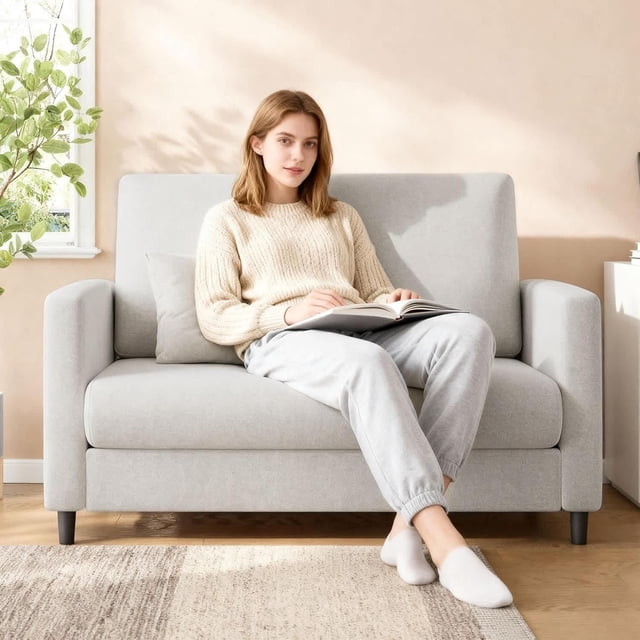 Eastvita Causeuse en Chenille Beige de 51,9 Po pour la Lecture