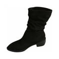 thumbnail image 2 of POROPL Winter Boots for Women Mid Calf Low Heel Suederetro Shoes,Boots Size 6.5, 2 of 7
