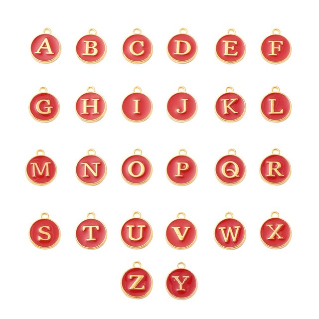 Qarigey 26 piezas de abalorios con letras iniciales, colgante hecho a mano, abalorio de aleación de doble cara, pendiente artesanal DIY con accesorios Ropa, zapatos y accesorios Miscelánea Rojo Qarigey AP010311-10