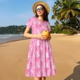 thumbnail image 4 of Balery Breast Cancer Awareness (3) Vestidos sueltos de manga corta para mujer, vestidos de verano 2025, vestidos casuales de corte A con vuelo., 4 of 6
