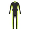 thumbnail image 3 of Yeahdor Kids Girls Metallic Color Block Long Sleeve Gymnastics Unitard Full Body Jumpsuit Athletic Dance Bodysuit Fluorescent Green 8, 3 of 7