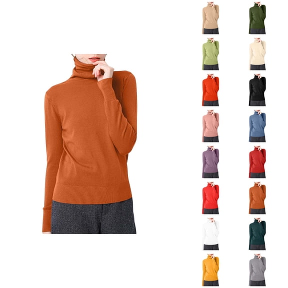 Knit Sweater Turtleneck Pullover Slim Fit Soft Warm Winter Top Casual Versatile Basic Outfit