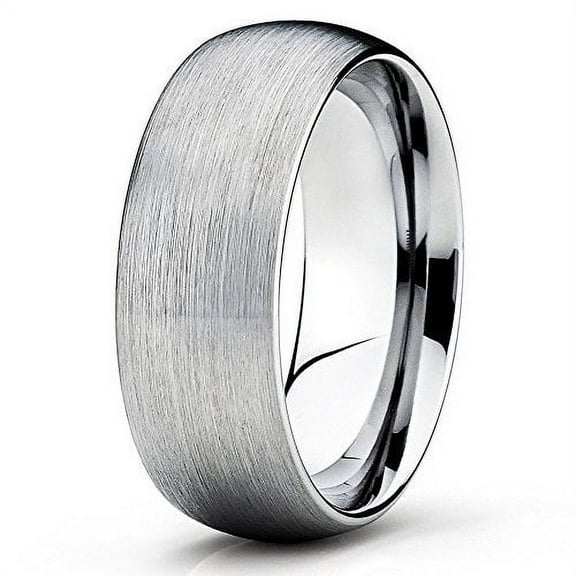 Silly Kings Jewelry Gray Tungsten Wedding Band Tungsten Carbide Ring Brushed Tungsten Band Dome Ring (10)