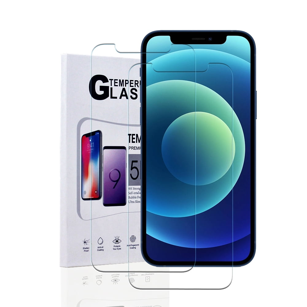KIQ iPhone 12 / iPhone 12 Pro Screen Protector, Tempered Glass SelfAdhere Bubble Free Clear