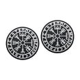 thumbnail image 3 of kowaku 2 Pieces Viking Compass Patch with Hook and Loop Rubber Washable PVC Embroidered black and white, 3 of 8