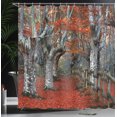 thumbnail image 3 of Ambesonne Fall Shower Curtain, Beech Forest Autumn, 69"Wx84"L, Grey Red, 3 of 4