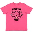 thumbnail image 3 of Inktastic Pawsitive Vibes with Pawprints and Cat Face Cat Pun Youth T-Shirt, 3 of 5