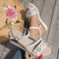 thumbnail image 4 of Espadrilles for Women 2026 Summer Trendy Open Toe Band Ankle Strap Wedge Sandals Casual Bohemian Beach Vacation Dress Heels White Size 6.5, 4 of 7