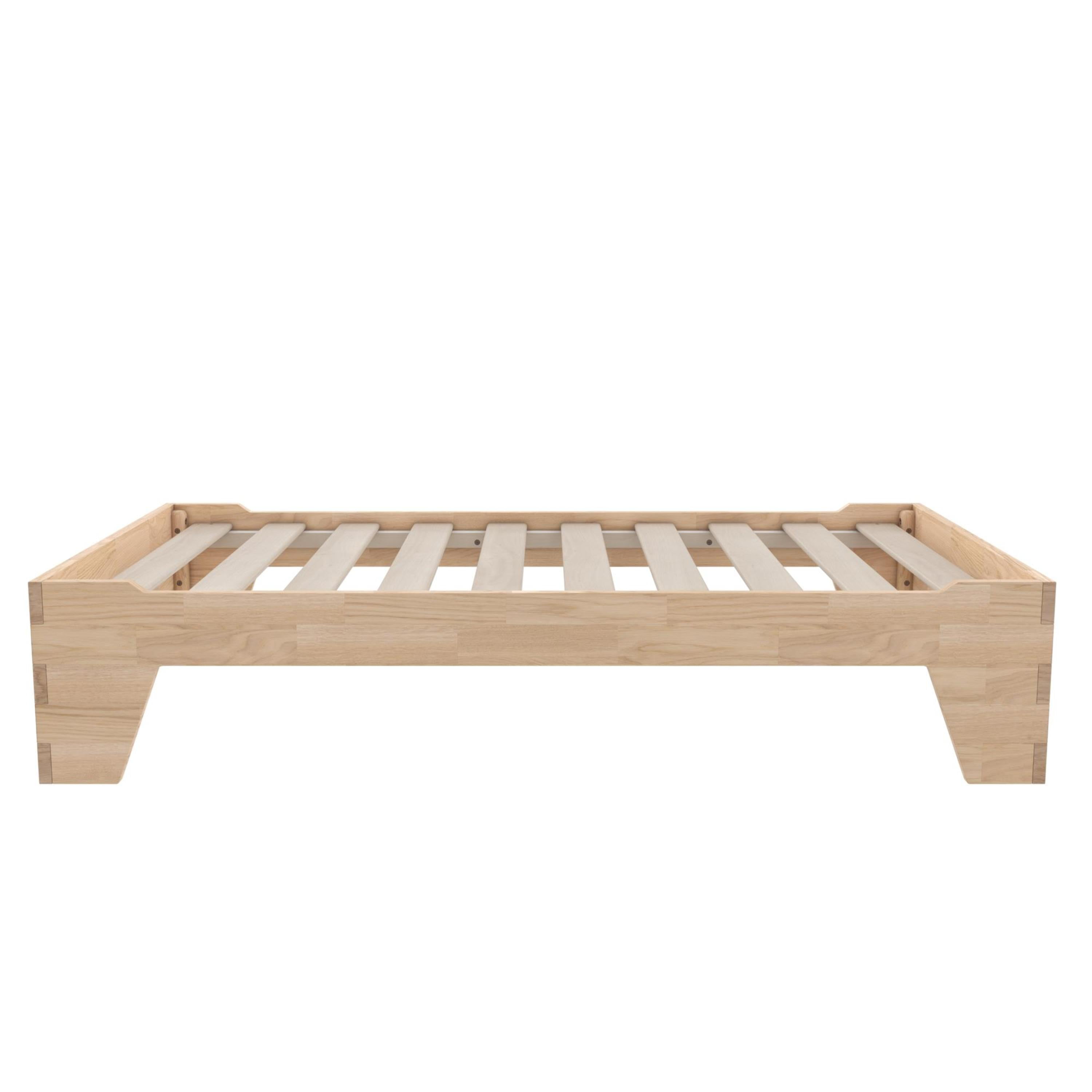 Little Seeds Maverick Montessori Toddler Floor Bed with 2 Heights, Natural Wood Grain