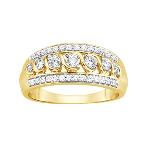 AFFY White Natural Diamond Anniversary Ring In 10k Yellow Gold (0.5 Cttw)