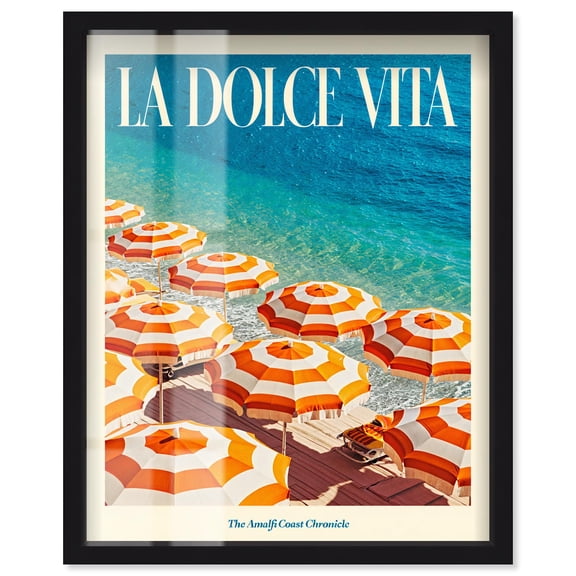 Coastal Bliss Shadowbox Print Retro Summer Prints by Art Remedy, Black Frame, 16 x 20