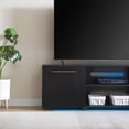 thumbnail image 2 of Medford 68" TV Console Table for TVs up to 75", Media Console Table Entertainment Center with RGB LED Lights and 2 Storage Cabinets, Black, 2 of 6