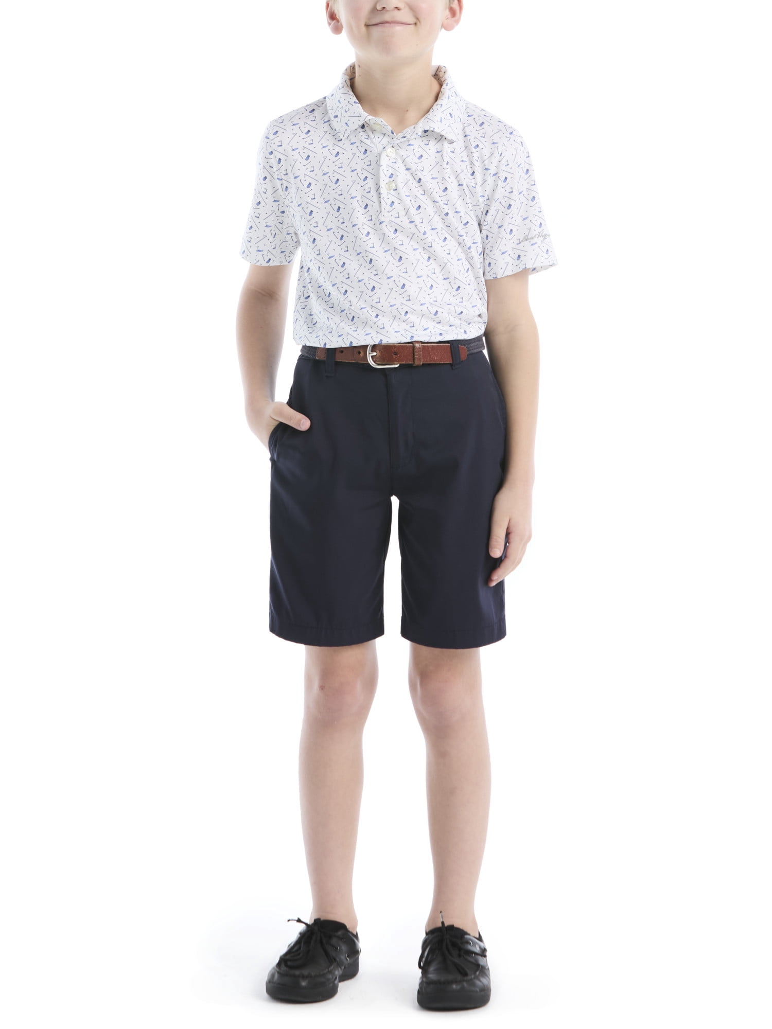 Ben Hogan Performance Little Boys and Big Boys Golf Course Printed Short Sleeve Golf Polo Shirt, Sizes 4-18