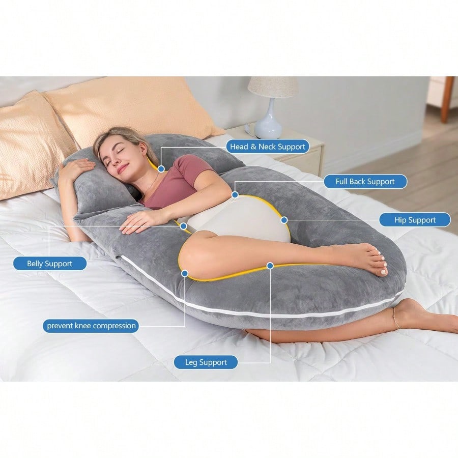 Pregnancy Pillows Detachable Body Pillow For Sleeping Nurse Relax MultiUse Pregnancy Pillows For Pregnant Women Grey