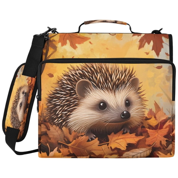 ALAZA Zipper Binder Hedgehog Autumn Pattern 2 inch 3 Ring 500 Sheet Capacity Trapper Keeper File Folder Organizer Bag