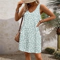 thumbnail image 5 of Dresses for Women Print Sleeveless V-Neck Dress with Pockets Trendy Vacation Outfit Light Blue XL, 5 of 6