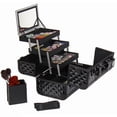thumbnail image 3 of SHANY Premier Fantasy Professional Makeup Train Case Cosmetic Box Portable Make up Case Organizer Jewelry storage with Locks, 3 Trays , Makeup Brush Holder and Cosmetics Mirror - Black Diamond, 3 of 5
