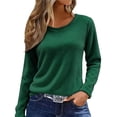 thumbnail image 2 of HLKJKLS Winter Clothing For Women Crew Neck Plush Long Sleeve Thin Pullover Sweater Soft Polyester Loose Casual Fashion Green S-5Xl, 2 of 5