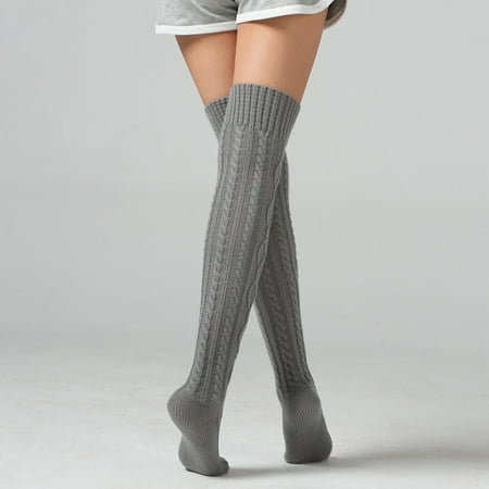 

Ladies Women Knit Thigh High Over The Knee Socks Winter Warm Long Stockings Foot Warmer Indoor Home Socks Wool Warm Knee Pads Double Diamond Floor Socks