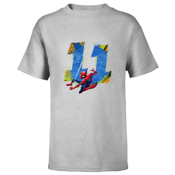 Marvel Super Heroes Spider-Man 11 Year Old Eleventh Birthday - Short Sleeve T-Shirt for Kids - Customized-Athletic Heather