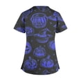 thumbnail image 3 of Tops Cortos para las Mujeres, Halloween Impreso en Cuello en V con Bolsillo, Moda Casual Manga Corta, 3 of 5