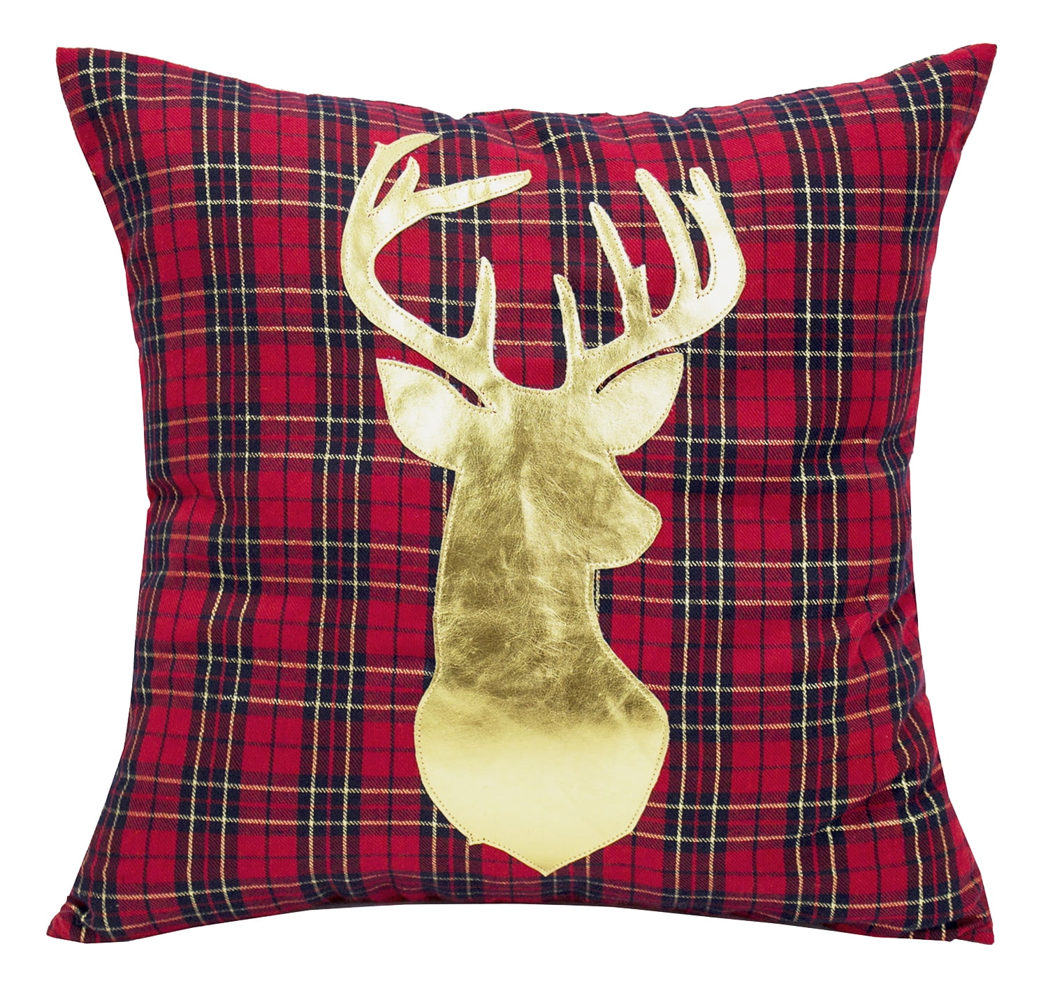 Holiday Deer Tartan Plaid Ruffle Border Christmas Decorative Throw
