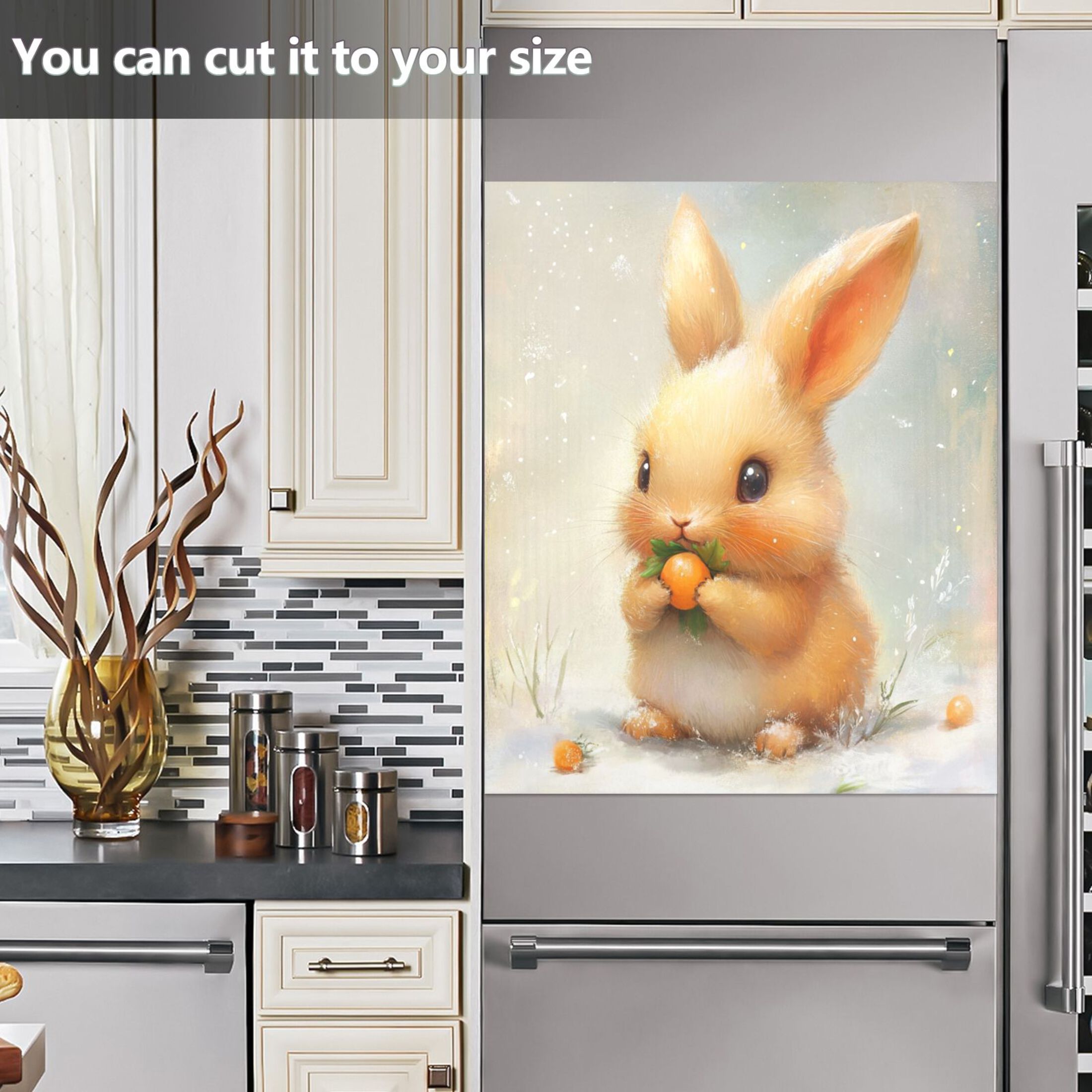 Dishwasher Magnetic Sticker 23x26 Inch Refrigerator Magnetic Sticker Washing Machine Magnetic Sticker Kitchen Panel Magnetic Sticker Home Decor Adorable Orange Rabbit