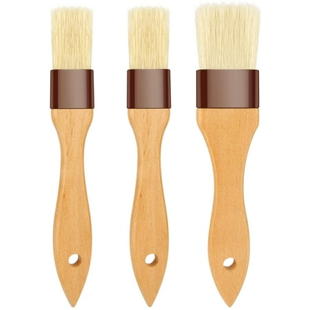 

3pcs Pastry Brush-Basting Oil Brushes for Grilling BBQ Cooking with Boar Bristles & Beech Wooden Handles Food Brush for Baking/Spreading Marinade/Sauce/Butter/Egg/Kitchen Baster Brushes