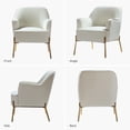 thumbnail image 4 of Tina's Home Mid-Century Modern Velvet Upholstered Accent Chair Metal Legs Curved Backrest Lounge Home Armchair Bedroom Ivory, 4 of 8