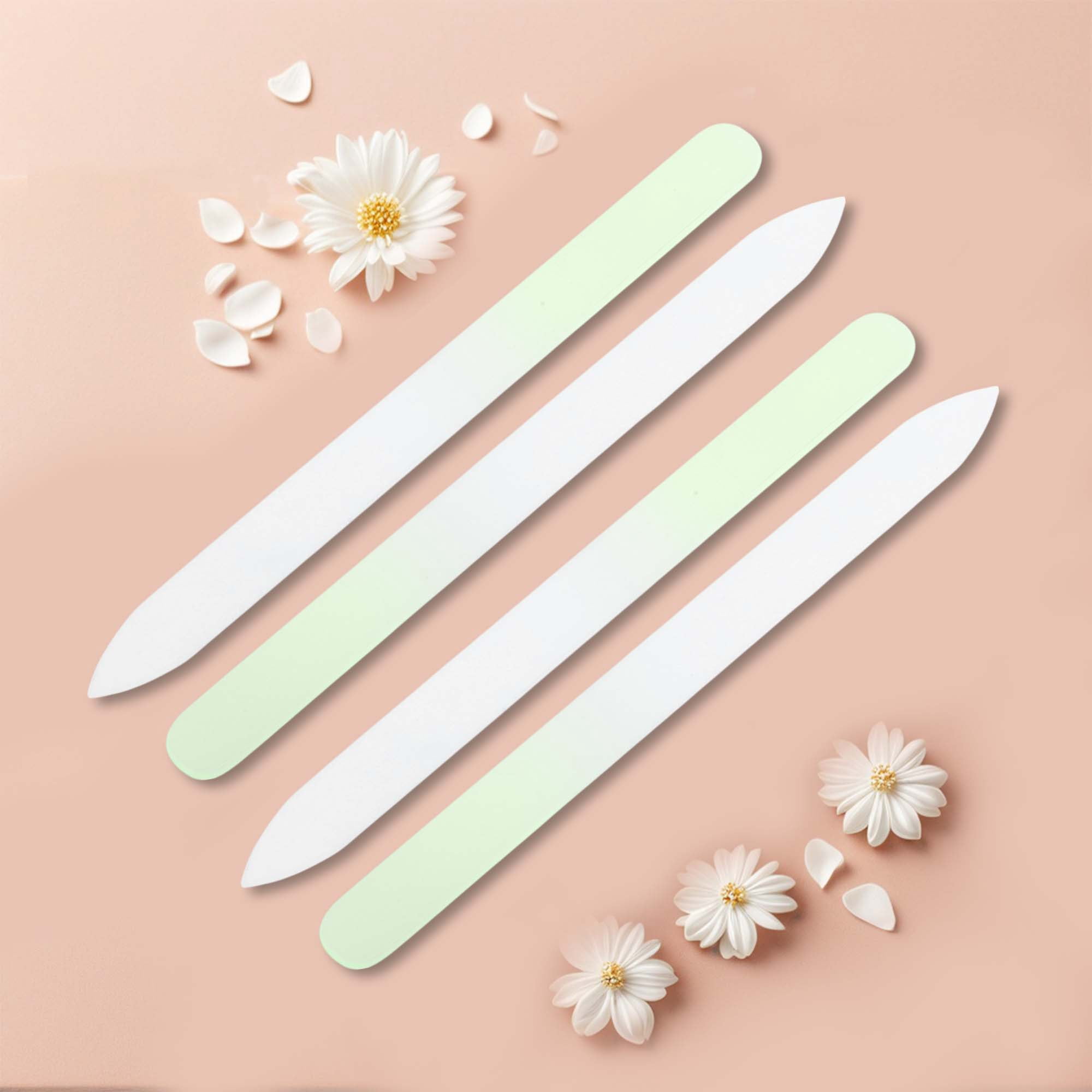 Unique Bargains Glass Double-sided Nail File Manicure Tool 4 Pcs Light Green