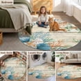 thumbnail image 5 of Beige Beach Coastal Round Area Rug 5Ft Washable Circle Rugs for Living Room Bedroom, Summer Nautical Coral Shell Botanical Vintage Non-Slip Carpet Floor Mats Indoor Outdoor Carpet Runner Home Decor, 5 of 8
