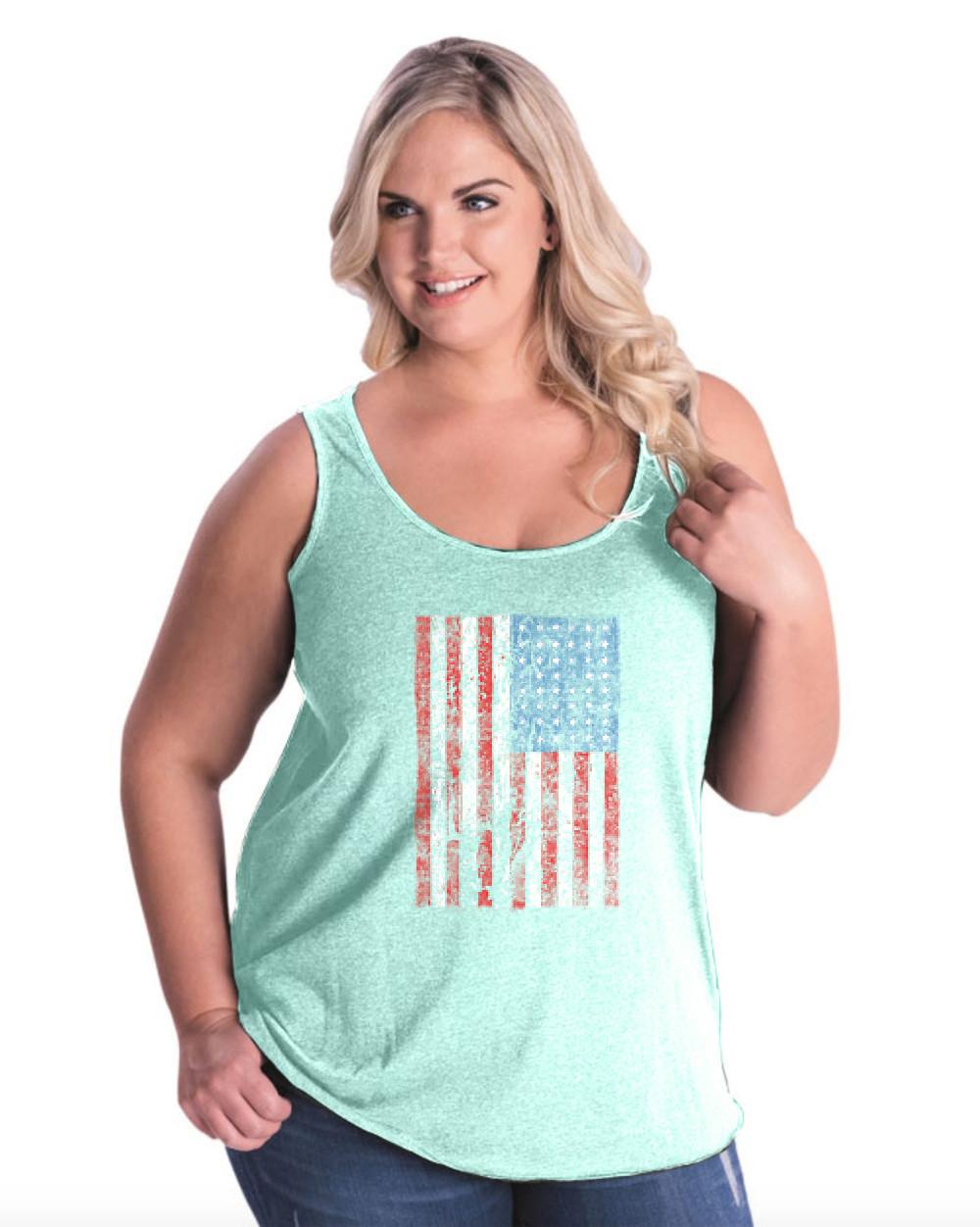 Artix - Womens and Womens Plus Size American Flag 4th of July Curvy Tank Tops, up to size 26/28 