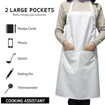 26x30 Inch Heavy-Duty White Kitchen Apron – Unisex Adult Cooking/Grilling/Baking Wear, Extra-Large Polyester with Adjustable Straps & Utility Pocket (Commercial-Grade Multi-Scene Protection) White