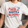 thumbnail image 3 of Smartprints Red White & Bloom Floral Women's T-Shirt White, Cotton, S, 3 of 4