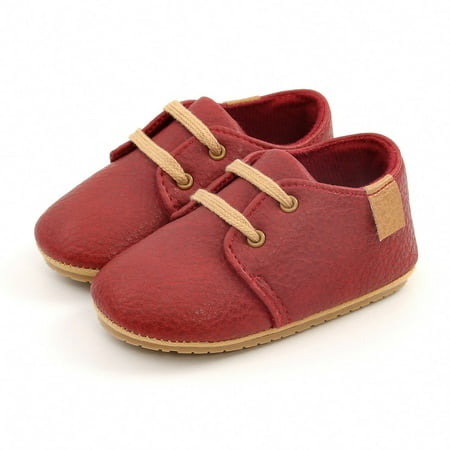 

Multitrust Multitrust Baby Leather Sneakers Non-Slip Rubber Sole Crib Shoes Infant Oxford Loafers
