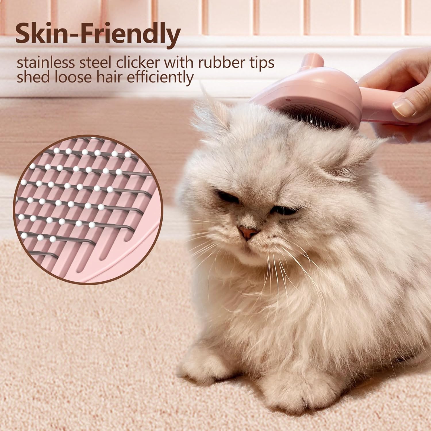 L&W BROS. Self Cleaning Cat Steam Brush, Pet Grooming Brush for Shedding and Detangling, for Dogs and Cats, Pink