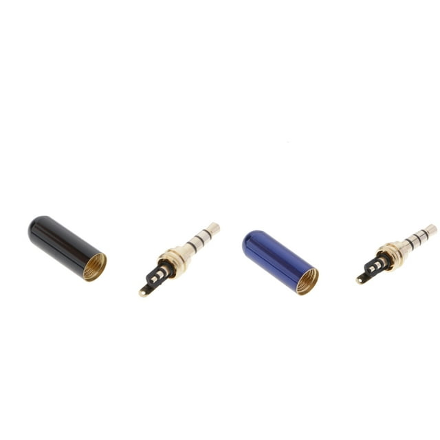 2 Unids CUTICAT 3.5mm 4 Polos Soldadura Jacks Auriculares Adaptador Conector Enchufe Negro + Azul
