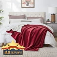 thumbnail image 4 of Couverture en Molleton Sherpa (Taille Simple 60"x80 Pouces Rouge) Jeté Pelucheux Super Doux Réversible en Microfibre Flanelle pour Canapé, Lit, Sofa Ultra Luxueux Chaud et Confortable pour Toutes les Saisons, 4 of 8