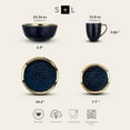 thumbnail image 2 of Stone Lain Florian Porcelain 16 Piece Dinnerware Set, Service for 4, Navy Blue, 2 of 10